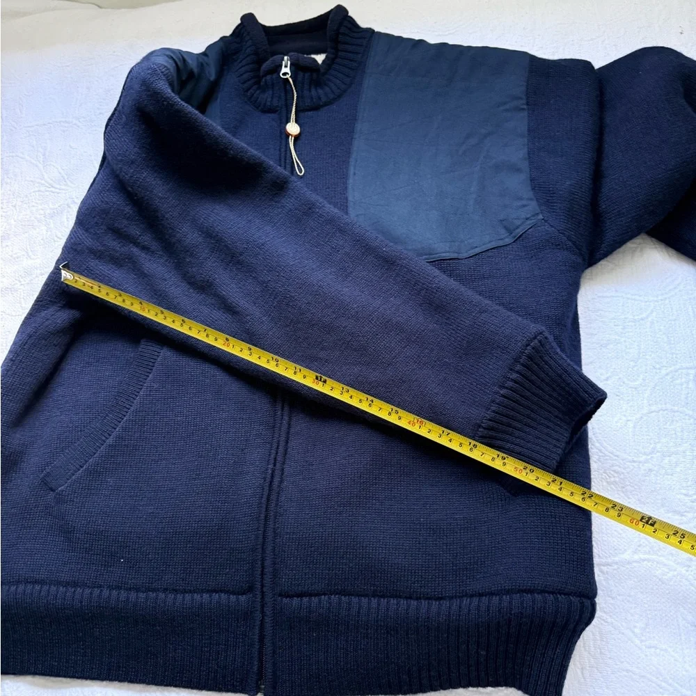 BERETTA Men’s Navy Wool JacketNWOT Sherpa LinenFull Zip Sweater Coat Large - Picture 11 of 17